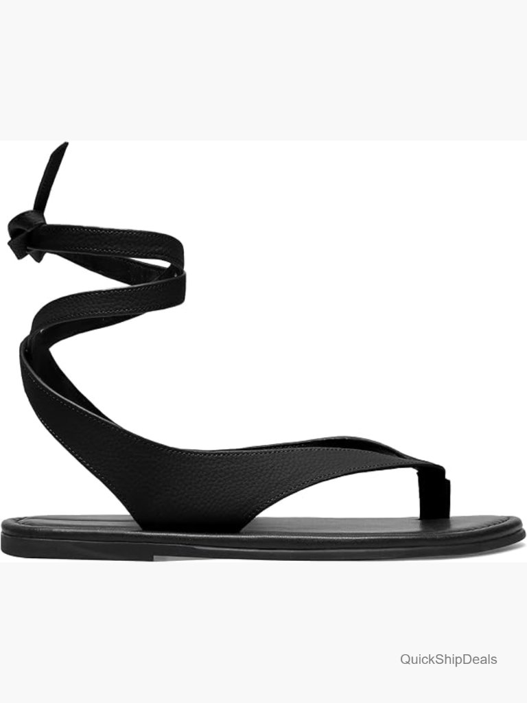 Suede Strap Flip Flop Flat Sandals With Metal Circular Ankle Strappy Ladies
